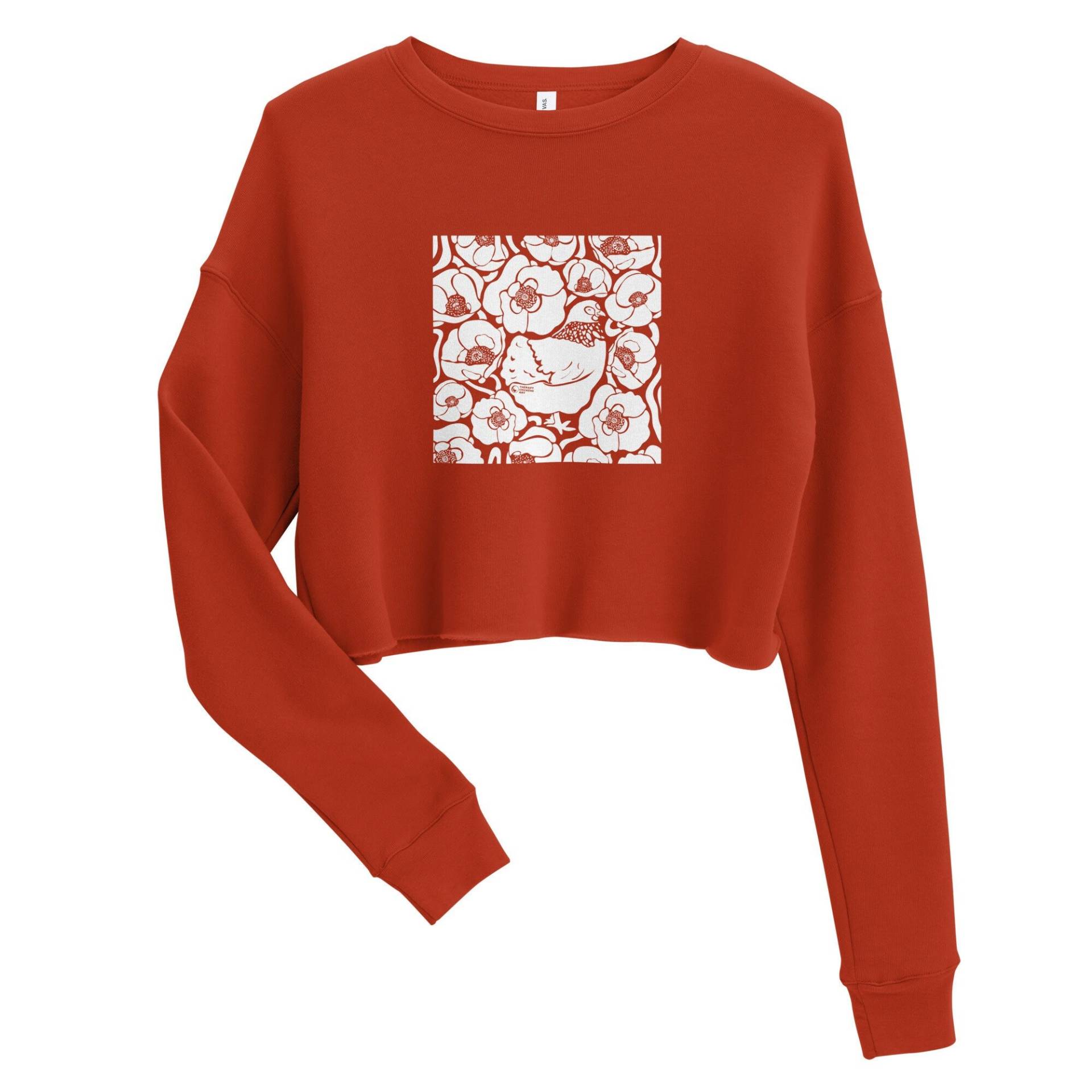 Poppy Henne - Crop Sweatshirt Floral Boho Damen Kleidung Huhn Shirt Cropped von TherapyChickensArt