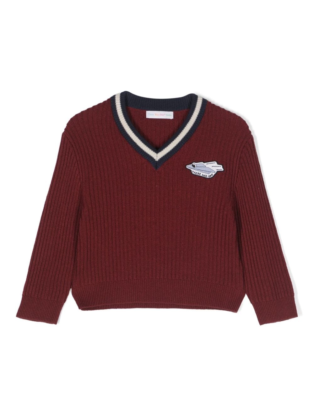 There Was One Kids Gerippter Pullover mit V-Ausschnitt - Rot von There Was One Kids