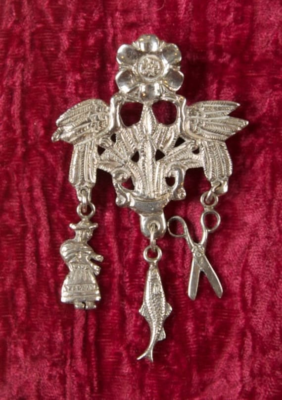 Handgefertigter Vintage Sterling Gegliederter Brosche Anhänger Rsb von TheresaWellsStifel