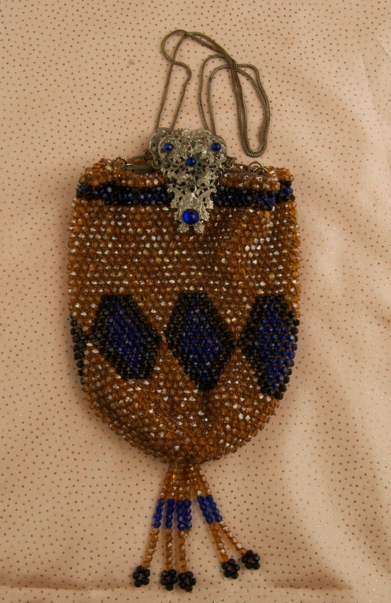 Verkauf Was 175 Antike Perlen Tasche Mit Silber Verschluss Und Kette Dur von TheresaWellsStifel