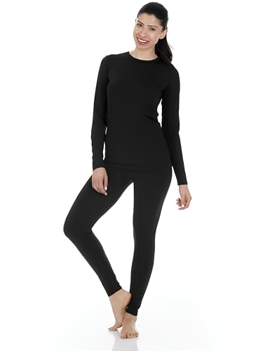 Thermajane Damen Weiche Thermo-Unterwäsche Lange mit Fleece XL schwarz von Thermajane