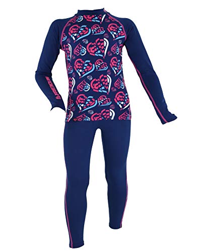 Thermo Freegun Thermounterwäsche Funktionsunterwäsche Jungen Skiunterwäsche Winter Atmungsaktiv Lange Unterwäsche Set Thermowäsche Unterhemd Unterhose Eishockey Sport Hockey (Dunkelblau/bunt, 10/12) von Thermo