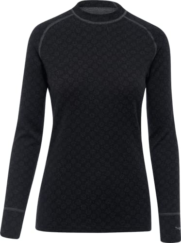 Thermowave Xtreme Merino Unterwäsche Damen - Thermounterwäsche Damen Shirt Langarm - Funktionsshirt Damen Optimaler Feuchtigkeitstransport 220 GSM Super Sanfte, Schwarz/Dunkelgrau Melange, XL von Thermowave