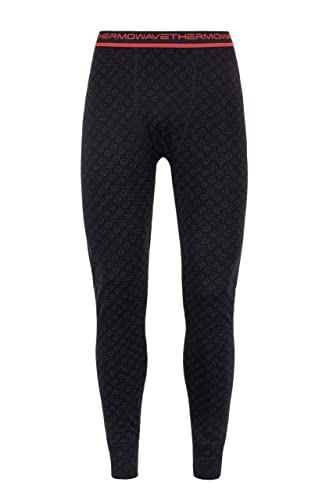 Thermowave Xtreme Merino Unterwäsche Herren - Lange Unterhose Männer - Thermounterwäsche Herren - 220 GSM Weiche Leichtgewicht für Ski Fahren Snowboarden - Weiter Bund, Schwarz/Dunkelgrau Melange, M von Thermowave