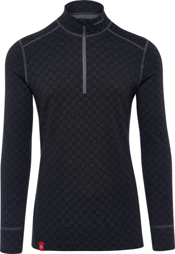 Thermowave Xtreme Merino Unterwäsche Herren - Thermounterwäsche Herren - Merino Shirt Herren ¼ Zip Rollkragen Langarm 220 GSM Super Sanfte Schnelltrocknende, Schwarz / Dunkelgrau Melange, L von Thermowave