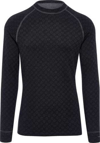 Thermowave Xtreme Merino Unterwäsche Herren - Thermounterwäsche Herren - Merino Shirt Herren - Thermo Unterwäsche Männer Winter 220 GSM, Schwarz/Dunkelgrau Melange, L von Thermowave