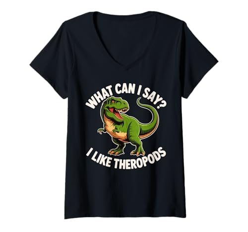 Damen I Like Theropods Paläontology & Science Humor Funny Dinosaurier T-Shirt mit V-Ausschnitt Damen I Like Theropods Paläontology & Science Humor Funny Dinosaurier T-Shirt mit V-Ausschnitt von Theropod Dinosaur T-Rex Paleontology Science Gift