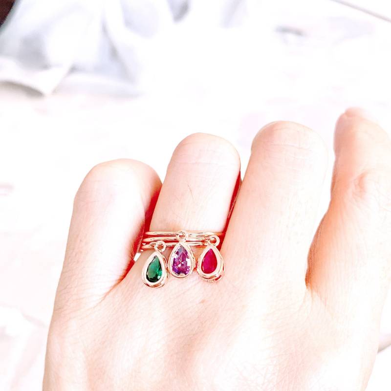 Rose Gold Geburtsstein Ring Verstellbarer Messingring Mit Zirkonia von TheroseNrose