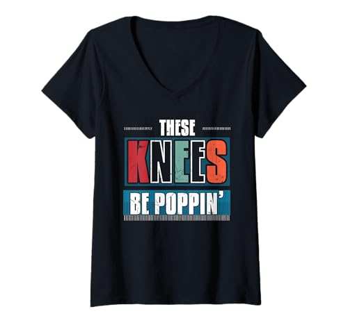 Damen These Knees Be Poppin, lustige Alterungs-Souvenirgruppe T-Shirt mit V-Ausschnitt Damen These Knees Be Poppin, lustige Alterungs-Souvenirgruppe T-Shirt mit V-Ausschnitt von These Knees Be Poppin Crew Group