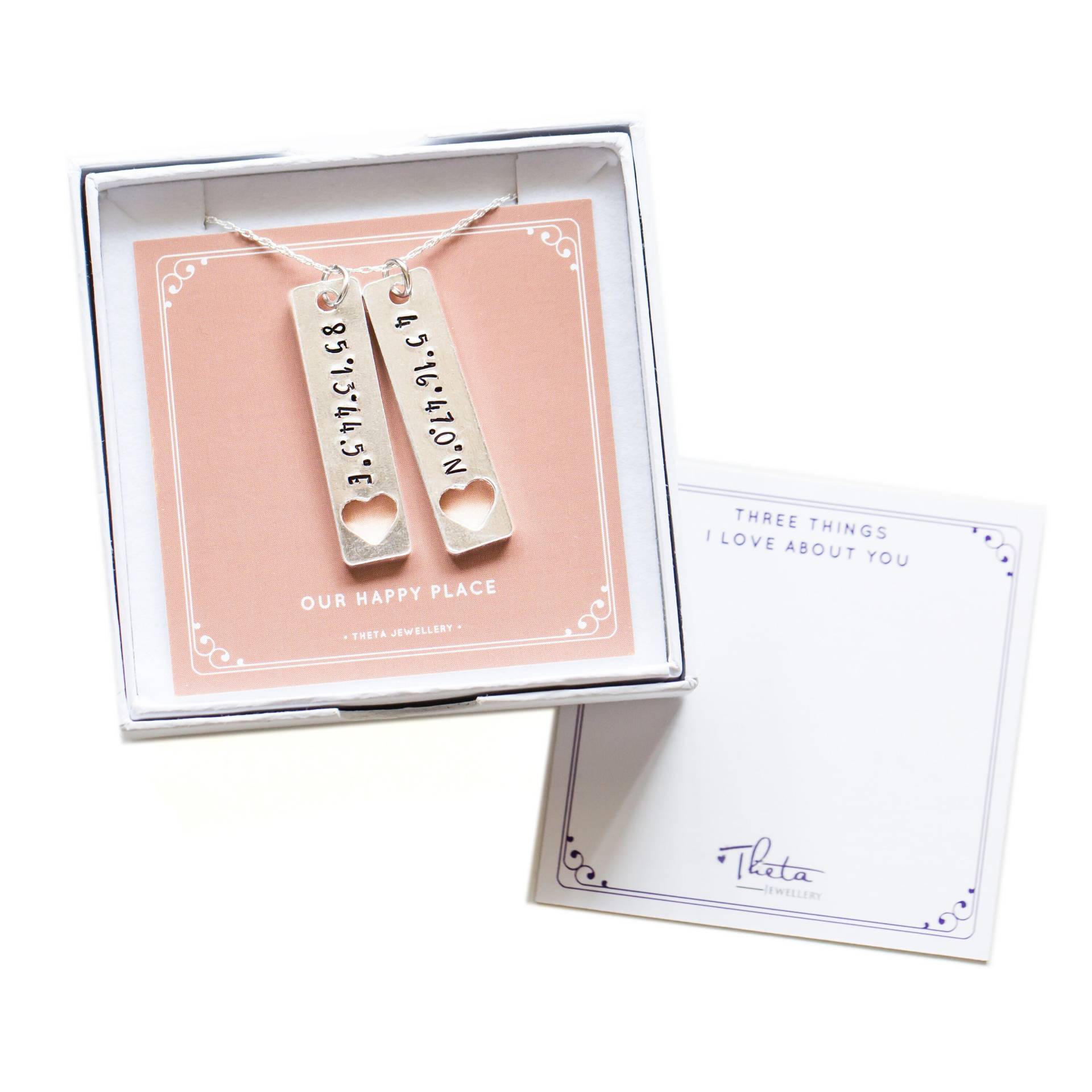 Benutzerdefinierte Koordinaten Halskette Hand Gestempelt Lage Schmuck Benutzerdefinierte Koordinaten Halskette Hand Gestempelt Lage Schmuck von ThetaJewellery
