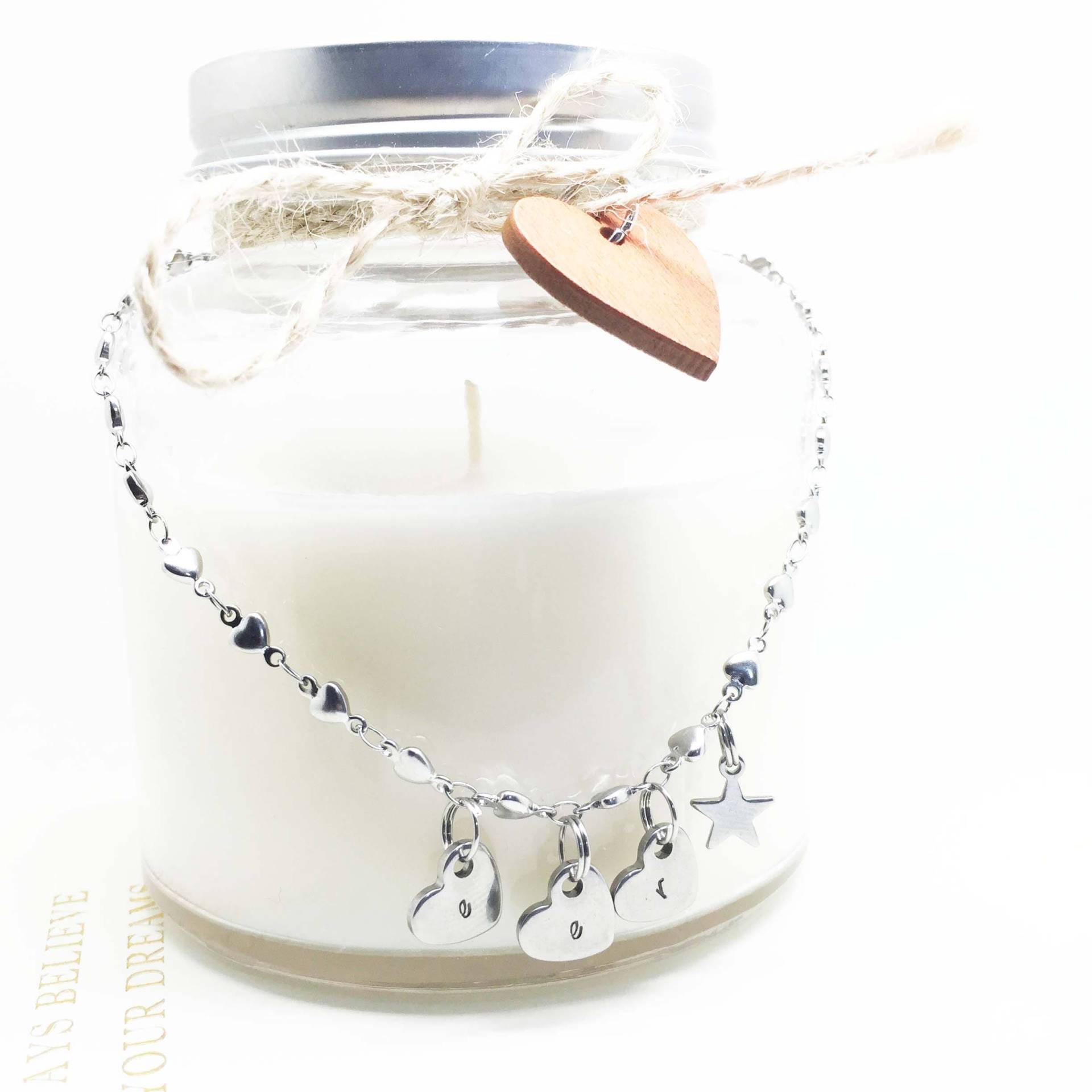 Initial Fußkettchen - Boho Strand Herz Personalisierter Schmuck Handgestempelter Handgestempelt Urlaub von ThetaJewellery