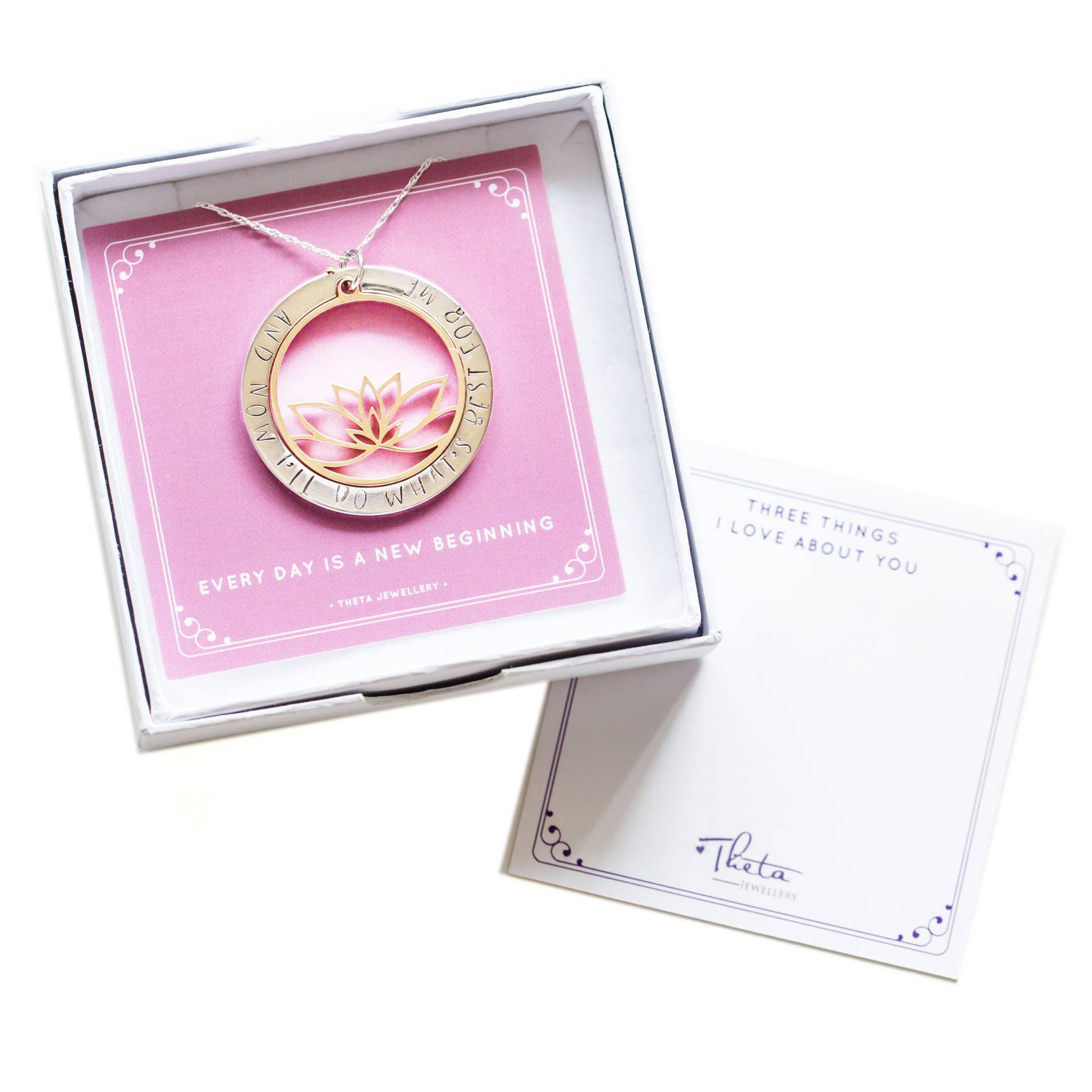 Lotus Halskette Hand Gestempelt Edelstahl Anhänger, Motivierender Schmuck Lotus Halskette Hand Gestempelt Edelstahl Anhänger, Motivierender Schmuck von ThetaJewellery