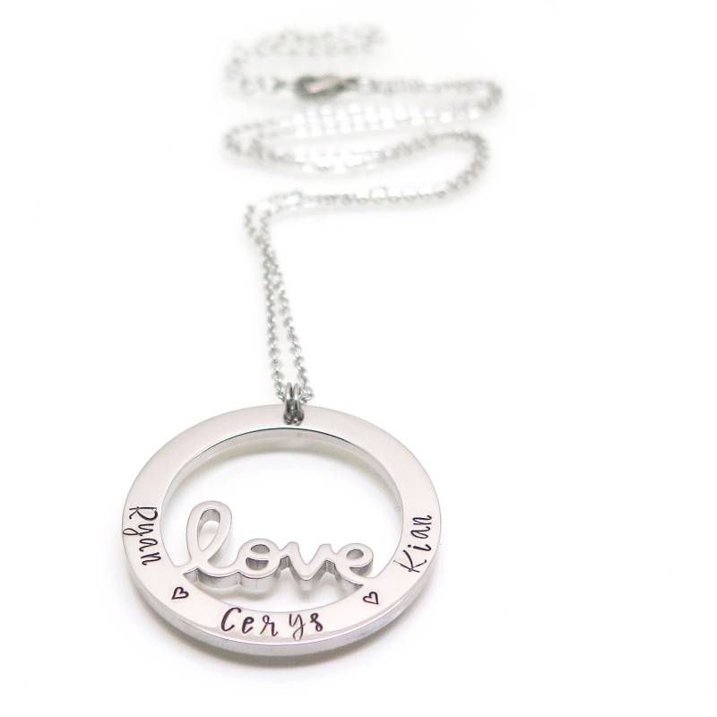 Kinder Namen Halskette - Liebe Familie Name Mutter Personalisierte Hand Gestempelt Schmuck von ThetaJewellery