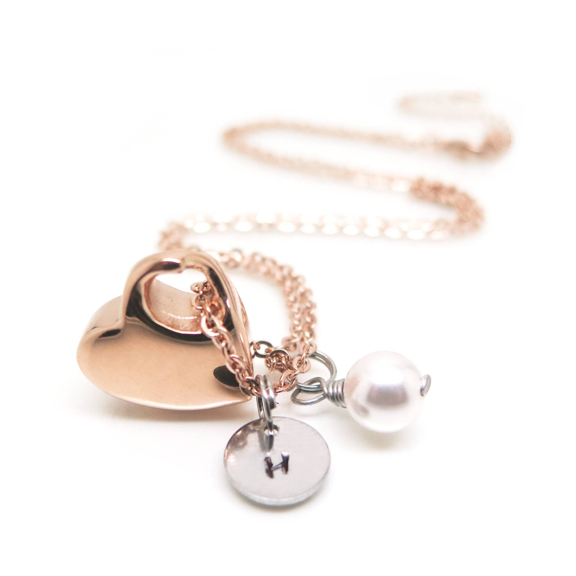 Rosegold Herz Halskette Asche Medaillon, Anfangsscheibe, Gedenkschmuck Rosegold Herz Halskette Asche Medaillon, Anfangsscheibe, Gedenkschmuck von ThetaJewellery