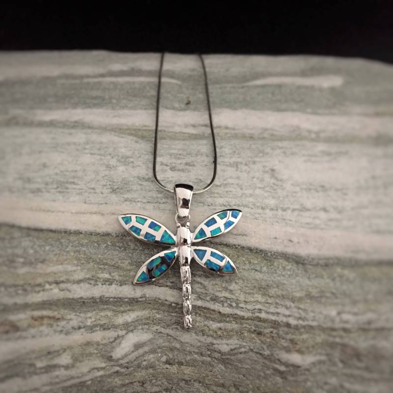 Blauer Opal Libelle Anhänger, Sterling Silber 925 Blauer Geschenk Blauer Opal Libelle Anhänger, Sterling Silber 925 Blauer Geschenk von ThetisTreasures