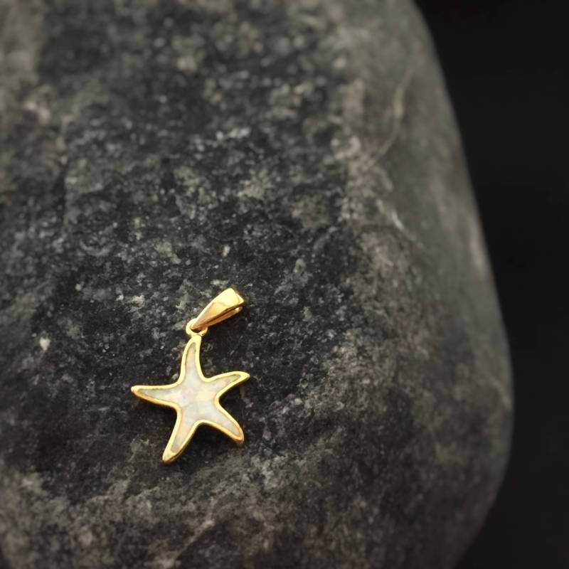 Weiß Opal Seestern Anhänger, Vergoldeter Sterling Silber Opal Anhänger Griechenland, Kettenanhänger Weiß Opal Seestern Anhänger, Vergoldeter Sterling Silber Opal Anhänger Griechenland, Kettenanhänger von ThetisTreasures