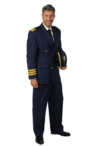 Thetru Herren Kostüm Pilot Uniform blau Karneval Fasching Gr.2XL von Thetru