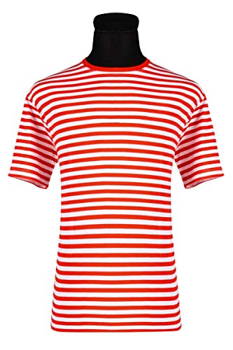 Thetru Herren Ringel Shirt Kurzarm rot-weiß Karneval Fasching Gr.4XL von Thetru