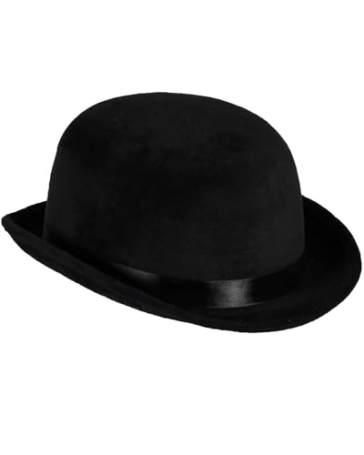 Thetru Melone Top Colour Velour mit Satinband 60 cm | Schwarz - Bowler Hut Erwachsene von Thetru
