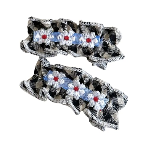 2 Stück handgefertigte Retro-Haarnadeln karierte Blume bestickte Kinder-Haarspange für Kindergeburtstagsparty von Thewasc