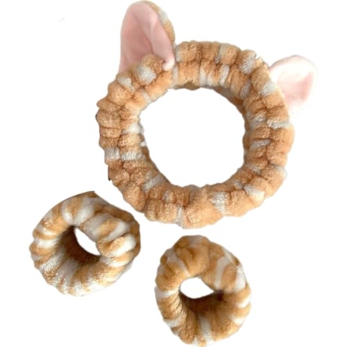 3-teiliges Plüsch-Armband-Set zum Waschen des Gesichts, Plüsch-Handgelenk-Haarbänder, Waschhandtuch, Frottee, Wasserspritzer von Thewasc