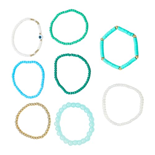 8pcs Weicher Ton Und Kunstkristall Böse Augen Armbänder Farbenfrohe Perlen Handchain Trendy Damen Accessoires Für Feierlichkeiten von Thewasc