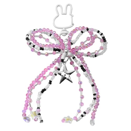 Autoschlüsselkette Für Frauen Mädchen Schöne Tasche Charme METAL Perlen Bowknot Accessoires Für Rucksäcke Brieftaschen Süße Stern/Katzen Pfoten Perlen Bögen Keychain von Thewasc