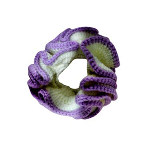 Bunte gestrickte Haargummis mit Farbkontrast, weiche Haargummis, Zubehör für Damen und Mädchen von Thewasc