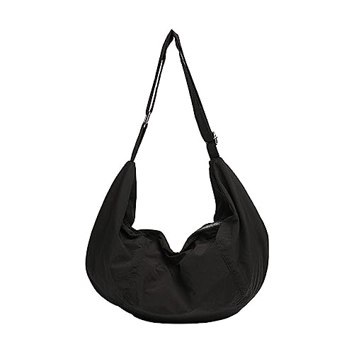 Damentasche, Umhängetasche, lässig, Nylon, große Kapazität, Knödel, einfach, solide, Einkaufstasche, Knödel, Crossbody, Schwarz , One Size Damentasche, Umhängetasche, lässig, Nylon, große Kapazität, Knödel, einfach, solide, Einkaufstasche, Knödel, Crossbody, Schwarz , One Size von Thewasc