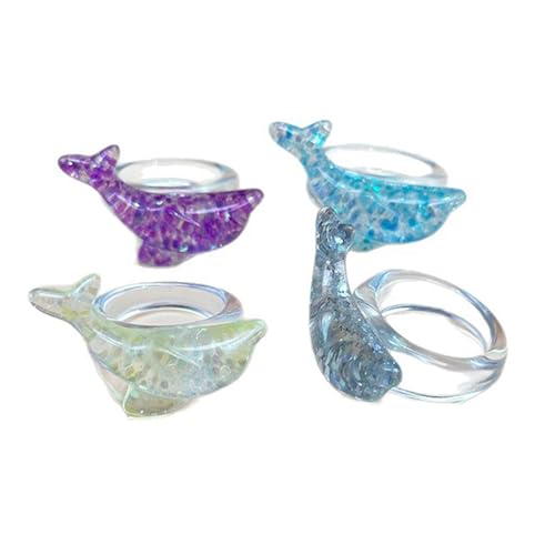 Delfin-Ringe mit Meeresmotiven, stilvoller Harzschmuck mit reflektierenden Pailletten zum Verschenken und trendige Outfits, funkelnder Delfin von Thewasc