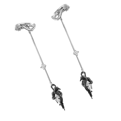 Edgy Animal Ohrklemme für Damen und Herren, handgefertigt, Clip-On-Ohrringe, Gothic-Stil, Legierung, Accessoire mit Blumenverzierung, mystische Tier-Ohrring-Clip-Alternative, Einheitsgröße, Wie von Thewasc