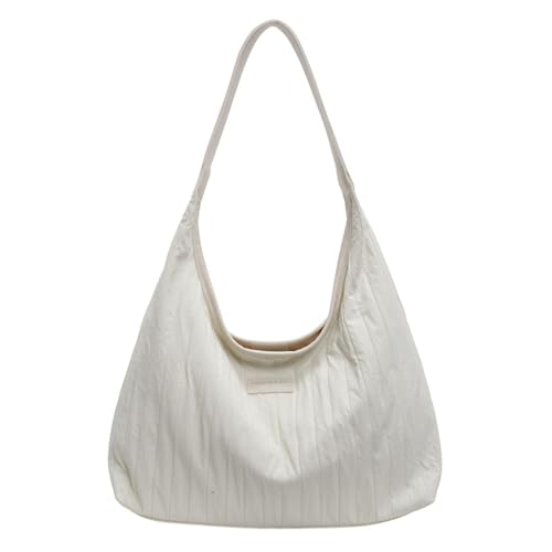 Eelgant Gestreifte Schultertaschen Große Kapazität Handtasche Casual Achseltaschen sowohl Charme als auch Funktionalität Gestreifte Freizeittasche, weiß, One Size von Thewasc