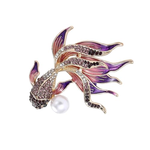 Einzigartige Goldfischer-Brosche mit Strasssteinen, zartes Mode-Accessoire, tragbar für Kleidung und Taschen, Dekoration, Freizeitkleidung, Abendparty, Brosche von Thewasc
