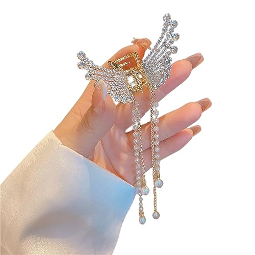 Elegante Haarspange mit Perle in Schmetterlingsform, glänzende Haarspange für Damen, geschmeidige Haarklammer für geschmeidiges Haar von Thewasc