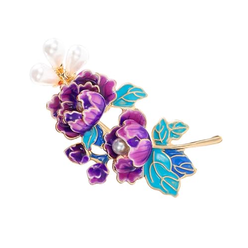 Elegante Pfingstrosenblumenbrosch Stecknadel Für Frauen Mit Emaillierten Und Perlen Verzierungen Schmuckzubehör Für Bankett Oder Party Stilvolle Hutdekoration von Thewasc