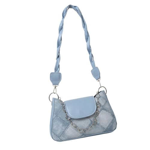 Elegante minimalistische quadratische Umhängetasche mit Kette für den täglichen Gebrauch, PU-Leder, geflochtener Riemen, Unterarm-Handtasche, Geldbörse, Damen-Umhängetasche, blau, One Size Elegante minimalistische quadratische Umhängetasche mit Kette für den täglichen Gebrauch, PU-Leder, geflochtener Riemen, Unterarm-Handtasche, Geldbörse, Damen-Umhängetasche, blau, One Size von Thewasc