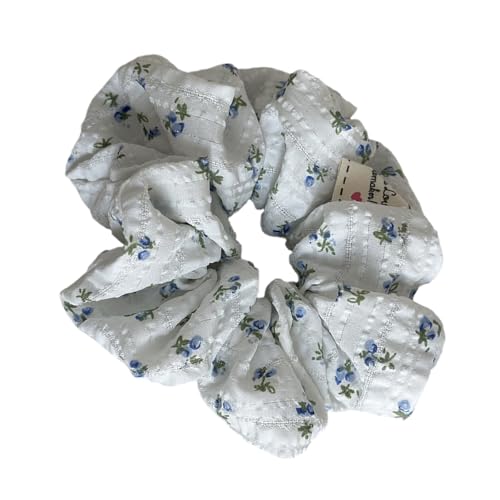 French Styles Haargummis für Damen, bequem, elastisch, mit Punkt- und Blumenmuster, Pferdeschwanz-Halter, Haarschmuck von Thewasc