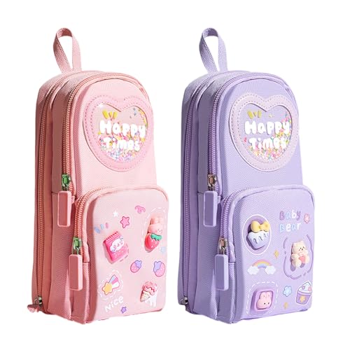 Großes Federmäppchen mit großem Fassungsvermögen, tragbare Stift-Organizer, Aufbewahrungstasche, Reise-Make-up-Tasche für Studenten, Teenager, Netztasche, Federmäppchen, D von Thewasc