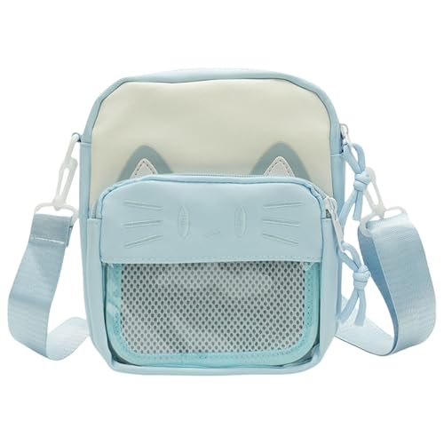 Harajukus Itabag Damentasche mit schönen Katzen, modische Handytasche, japanischer Stil, Schulter für Pin-Display, blau, One Size von Thewasc