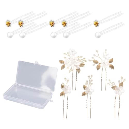 Hochzeits-Haarschmuck-Set, 15 Stück, Braut-Haarnadeln mit Strasssteinen, Perlen, Blume für Braut und Brautjungfer, formelle Veranstaltung von Thewasc