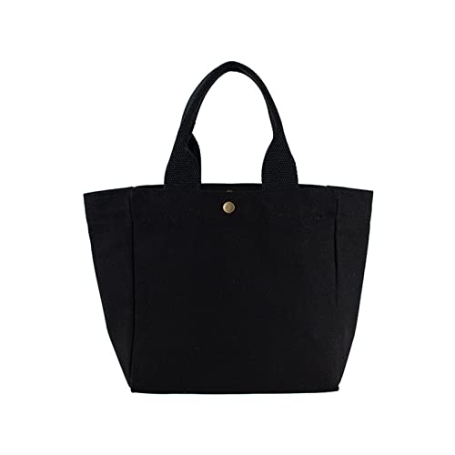 Lunchtasche aus Segeltuch, einfarbig, für Damen und Mädchen, Lebensmittelhandtaschen, Leinentasche, Schwarz , One Size Lunchtasche aus Segeltuch, einfarbig, für Damen und Mädchen, Lebensmittelhandtaschen, Leinentasche, Schwarz , One Size von Thewasc