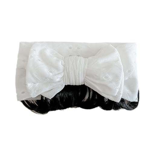 Mädchen-Haarband mit Schleife und falschem Pony, Netzgewebe, bequemes Haarband für Säuglinge und Kleinkinder von Thewasc