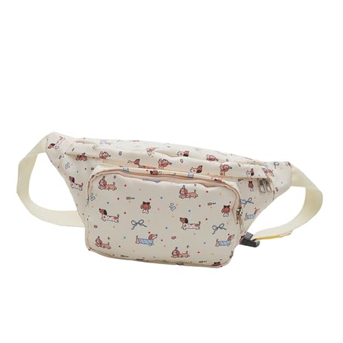 Mehrzweck-Hüfttasche für Damen, Dackel-Motiv, Hüftgürtel, Umhängetasche, Brusttasche mit mehreren Fächern, lässige Reisetaschen, hellgelb, Mass Beauty von Thewasc