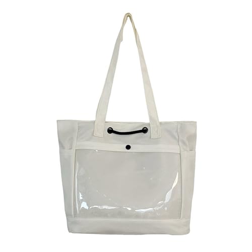 Mehrzweck-Schultertasche aus Nylon, praktische große Kapazität, Handtasche mit einfachem Kordelzug für den täglichen Gebrauch, weiß, One Size von Thewasc