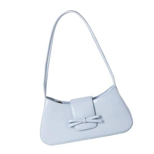 Moderne Unterarmtasche für Damen, trendige PU-Leder-Umhängetasche mit Schleifen, lässige Handtasche für Pendler, PU-Leder-Geldbörse, blau, One Size Moderne Unterarmtasche für Damen, trendige PU-Leder-Umhängetasche mit Schleifen, lässige Handtasche für Pendler, PU-Leder-Geldbörse, blau, One Size von Thewasc