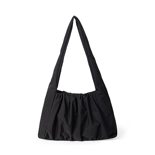 Modische Schultertasche für Mädchen und Frauen, plissiert, Reisetasche, Einkaufstasche, einfarbig, gerüschtes Design, Freizeittasche, Schwarz , One Size Modische Schultertasche für Mädchen und Frauen, plissiert, Reisetasche, Einkaufstasche, einfarbig, gerüschtes Design, Freizeittasche, Schwarz , One Size von Thewasc
