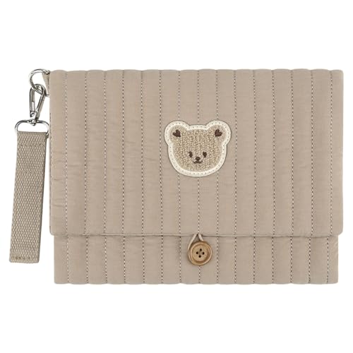 Multifunktionale Baby-Reise-Wickeltasche, einfach an Kinderwagen zu befestigen, kompaktes faltbares Design mit Bären-Stickerei, Unisex-Reisewindel-Aufbewahrungslösung von Thewasc