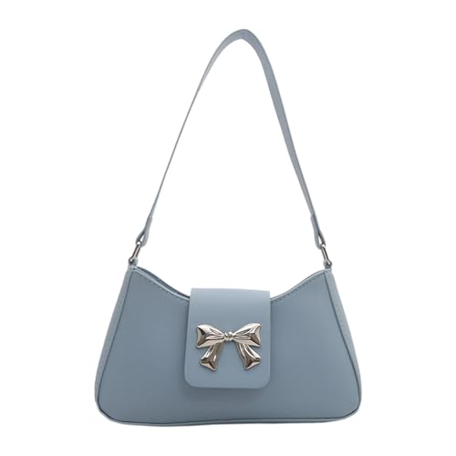 PU-Leder-Handtasche mit Schleifen-Designs, Schultertasche zur Verschönerung Ihrer Outfits für Dates, Einkaufen oder Freizeitausflüge, PU-Leder-Geldbörse, blau, One Size von Thewasc