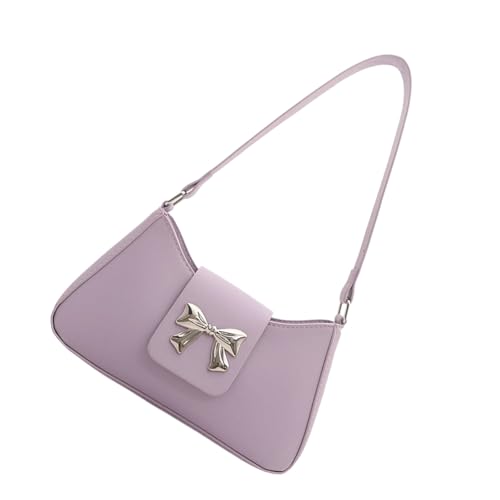 PU-Leder-Handtasche mit Schleifen-Designs, Schultertasche zur Verschönerung Ihrer Outfits für Dates, Einkaufen oder Freizeitausflüge, PU-Leder-Geldbörse, violett, One Size von Thewasc