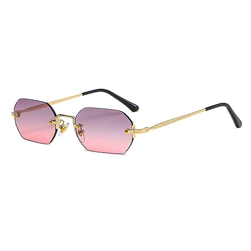 Randlose Brille für Damen und Herren, modisch, klein, flache Oberseite, UV-Schutz, Schatten, Retro-Brillen für Reisen von Thewasc